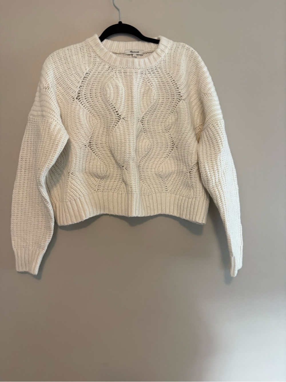 Madewell Everett Cable Knit Sweater in Cream
